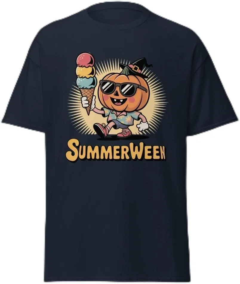 Мужская футболка с тыквой-летучей мышью Summerween, Navy