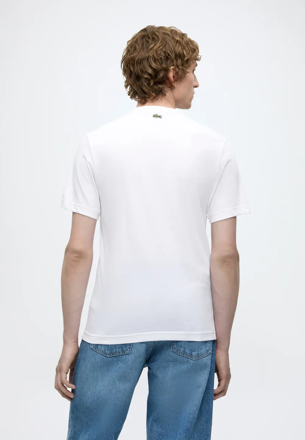 Футболка Lacoste White - Базовая модель унисекс, однотонная, белого цвета — фото 3