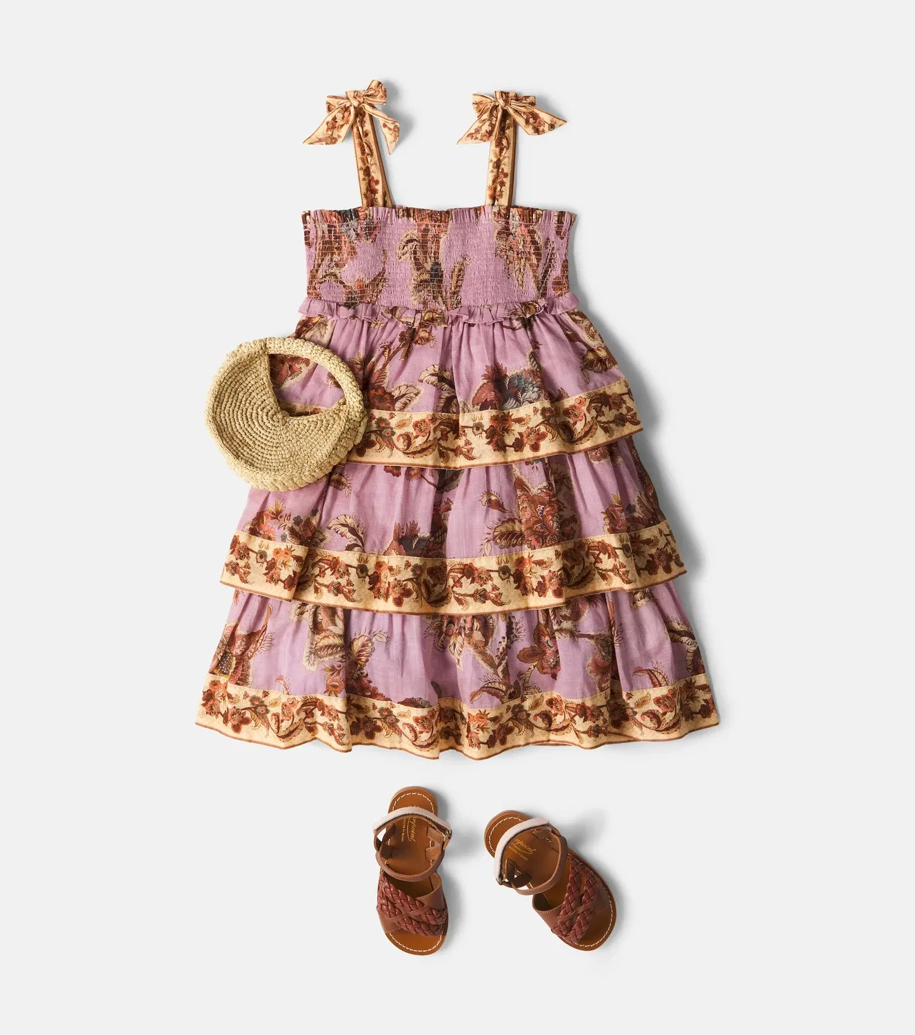 Платье с цветочным принтом Zimmermann Kids, фиолетовый — фото 2