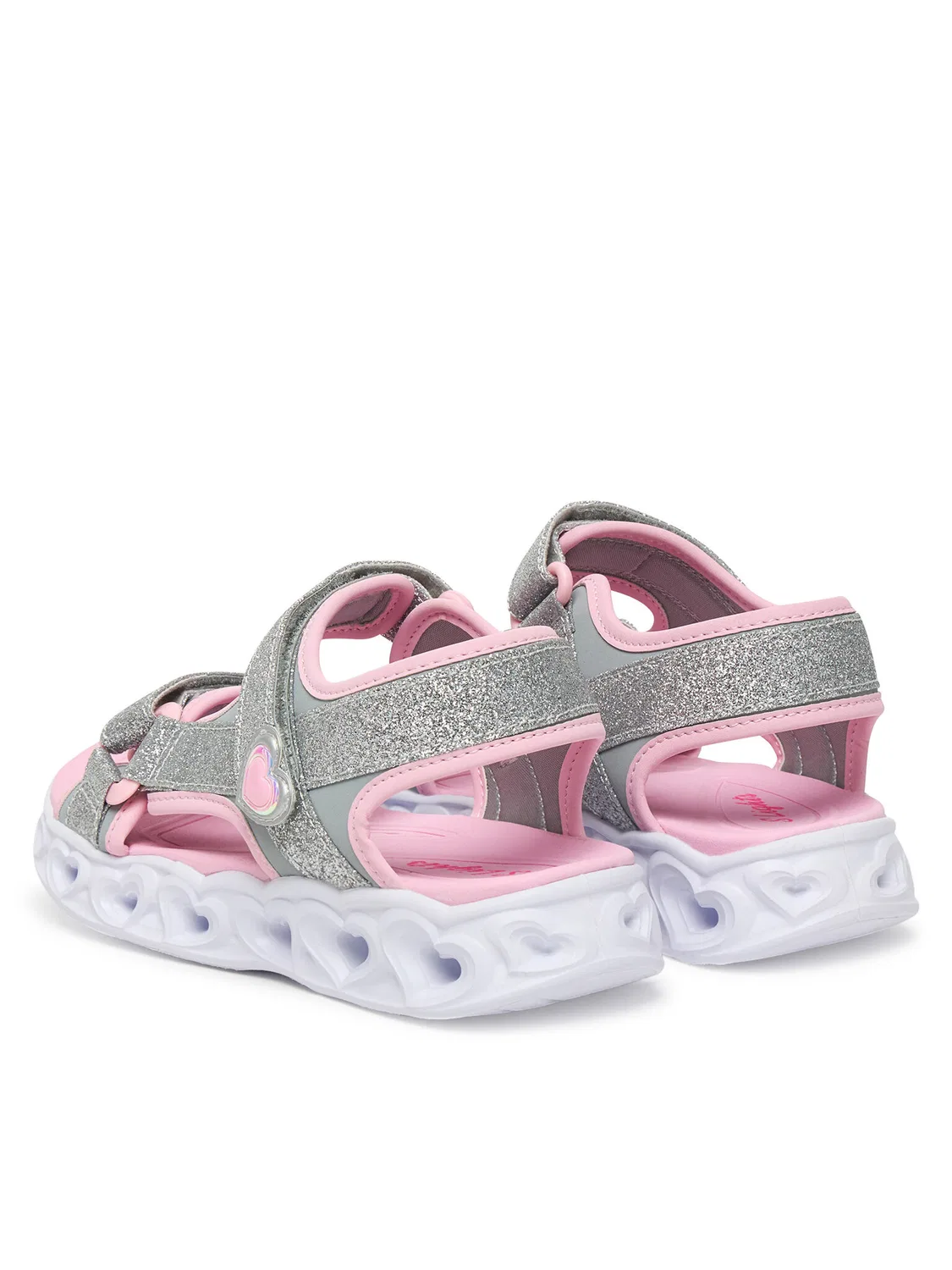 Сандалии для девочки S-Lights: Heart Lights Sandal Sugar Sparks Skechers, серебристый — фото 3