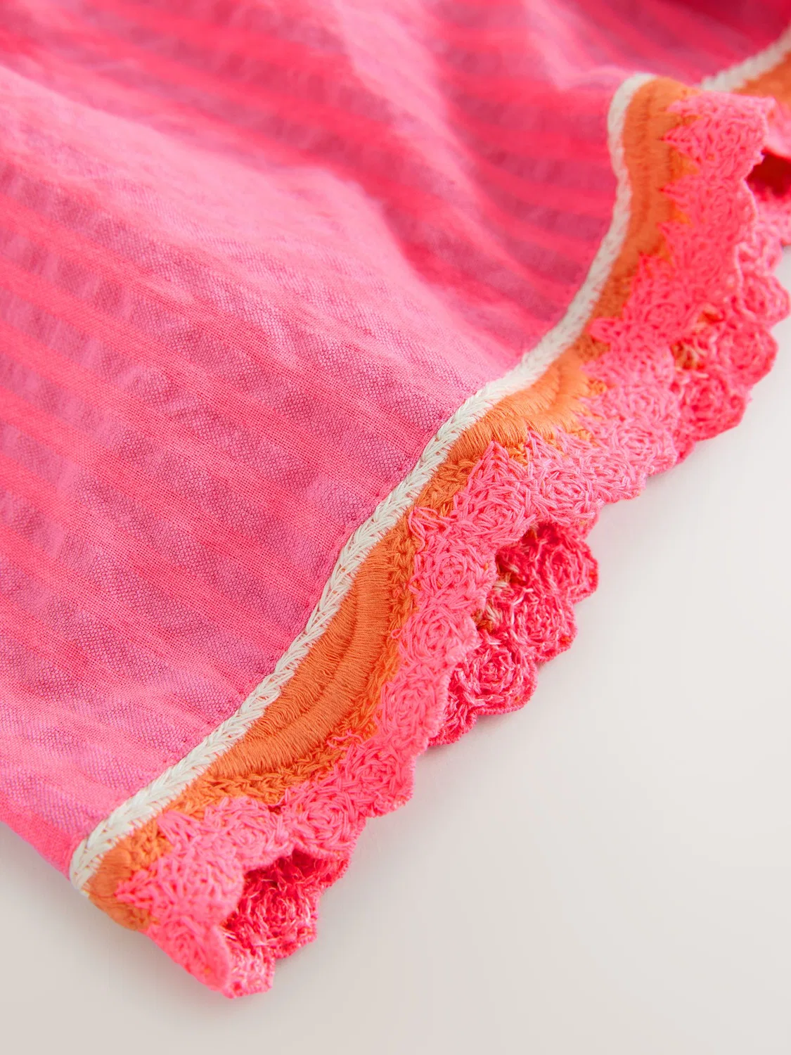 Шорты с кружевной отделкой Next Pink Seersucker Stripe, розовый в полоску — фото 3