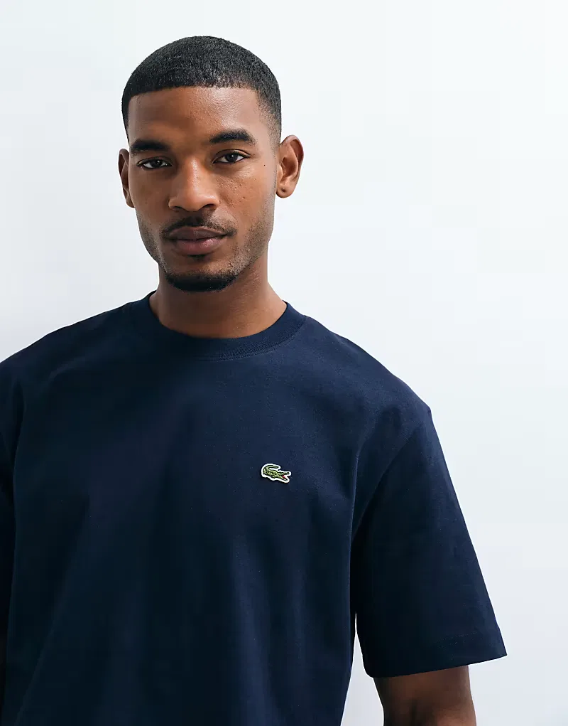 Футболка Lacoste свободного кроя с логотипом, темно-синяя — фото 3