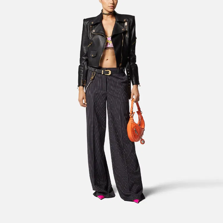 Кожаная куртка SS23, VERSACE, Black — фото 3
