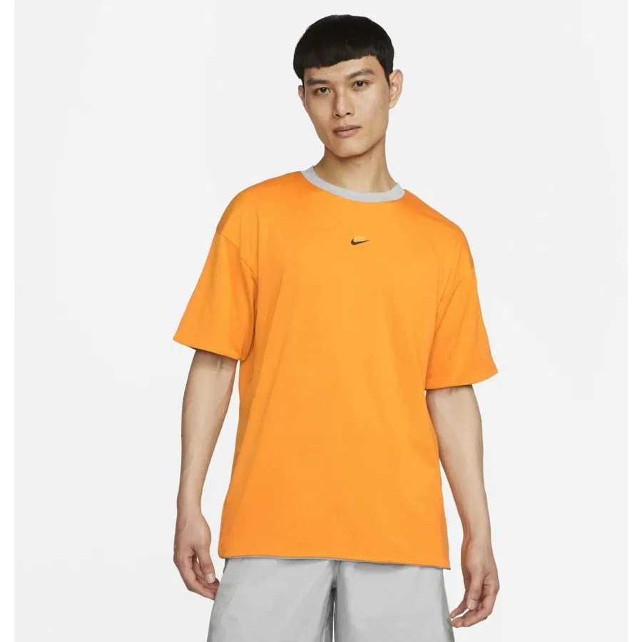 Футболка спортивная двусторонняя с коротким рукавом свободного кроя Reversible Short-Sleeve Nike, Оранжево-серый — фото 2