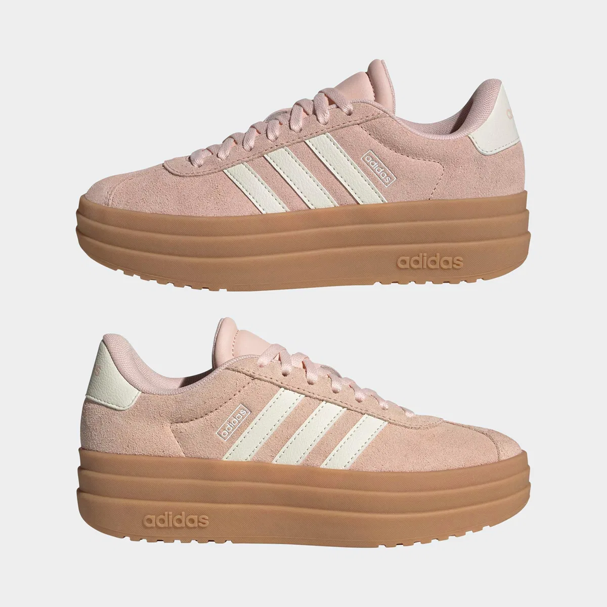 Детские кеды для мальчиков с кожаным верхом VL Court Bold Adidas, Blush Pink/Off White/Gum3 — фото 3