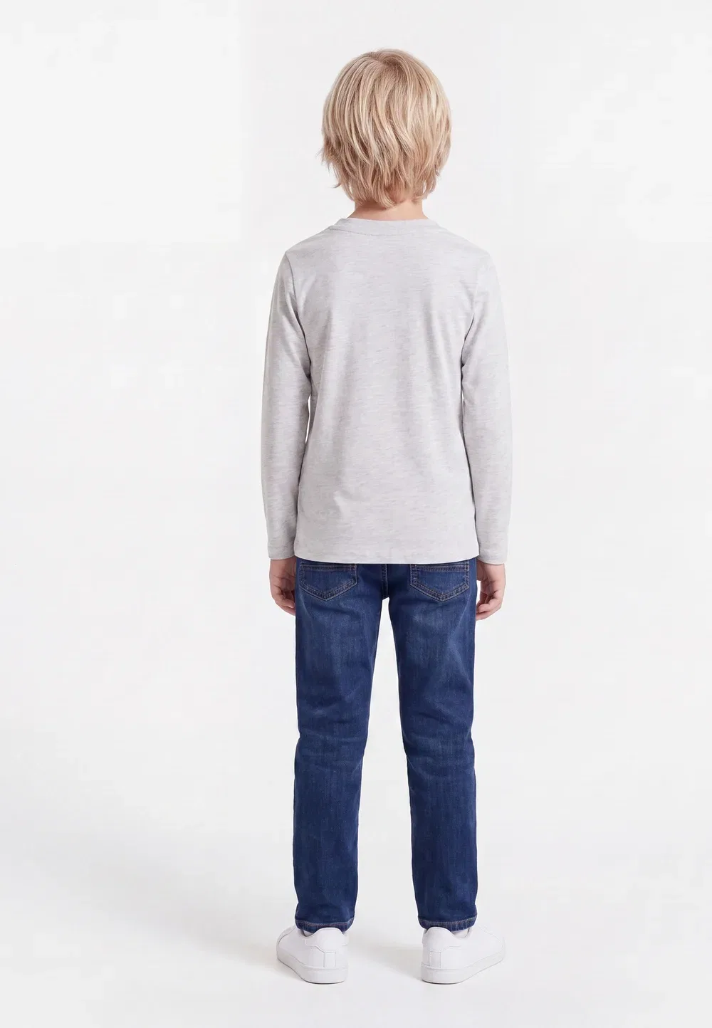 Комплект из 4 футболок с длинными рукавами Friboo By Zalando, Dark Blue/ Off-White/Mottled Grey — фото 2
