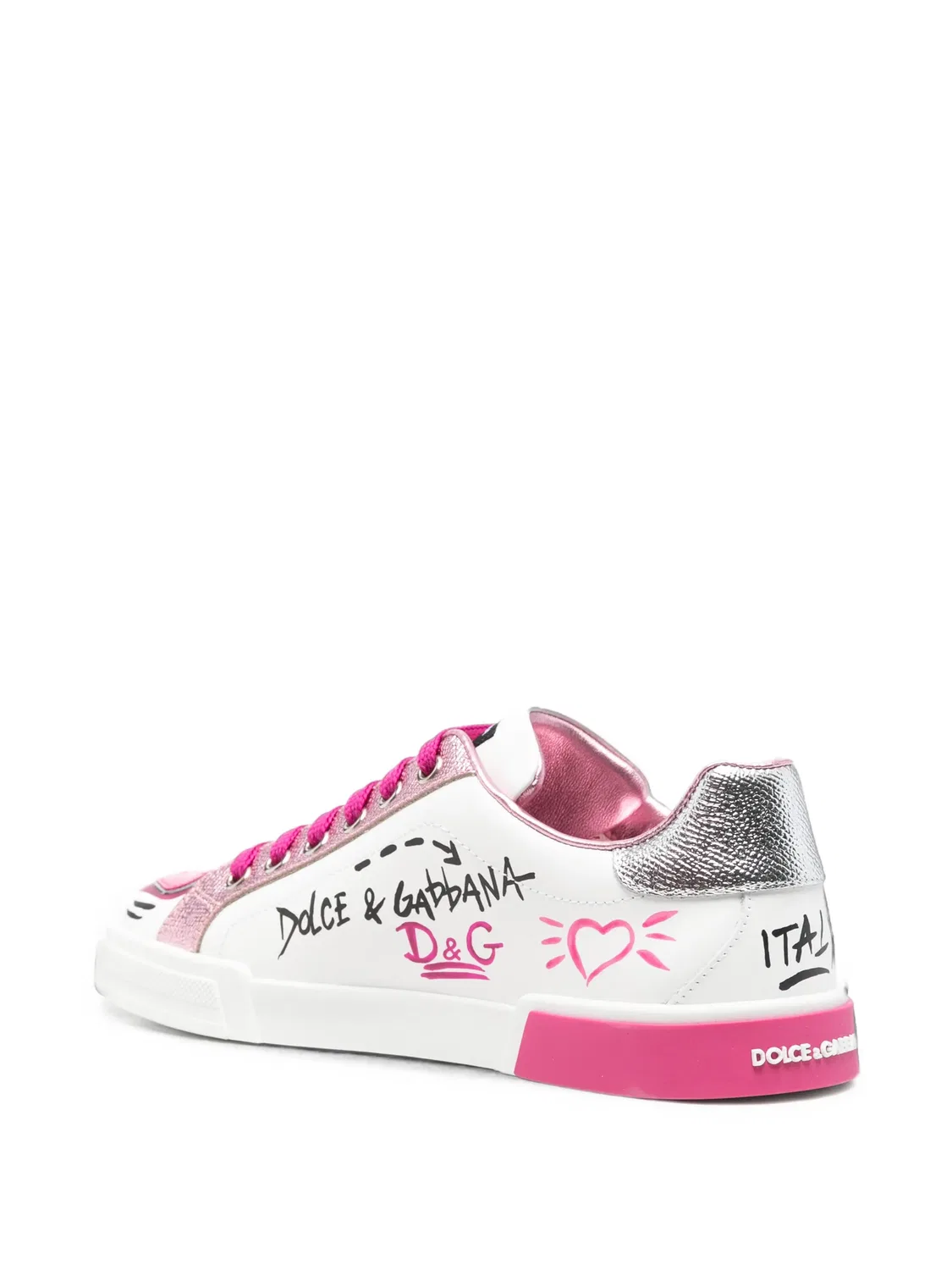 Кроссовки Portofino Light с принтом в стиле граффити Dolce & Gabbana Kids, белый — фото 2