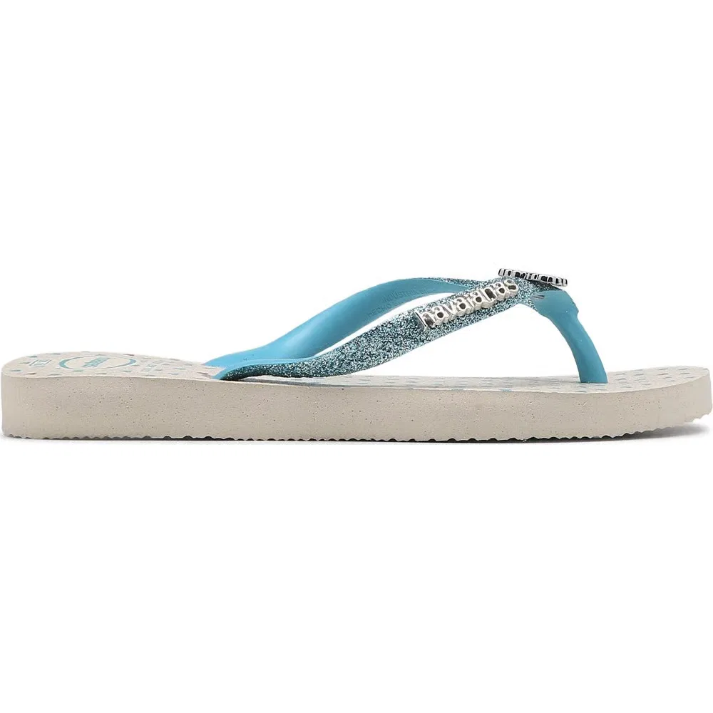 Детские тонкие сандалии-шлепанцы с блестками Havaianas, Blue Glitter — фото 2