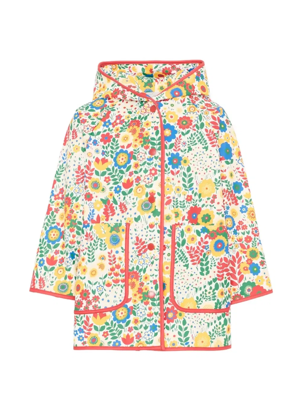 Дождевик с цветочным принтом и капюшоном Stella Mccartney Kids, белый