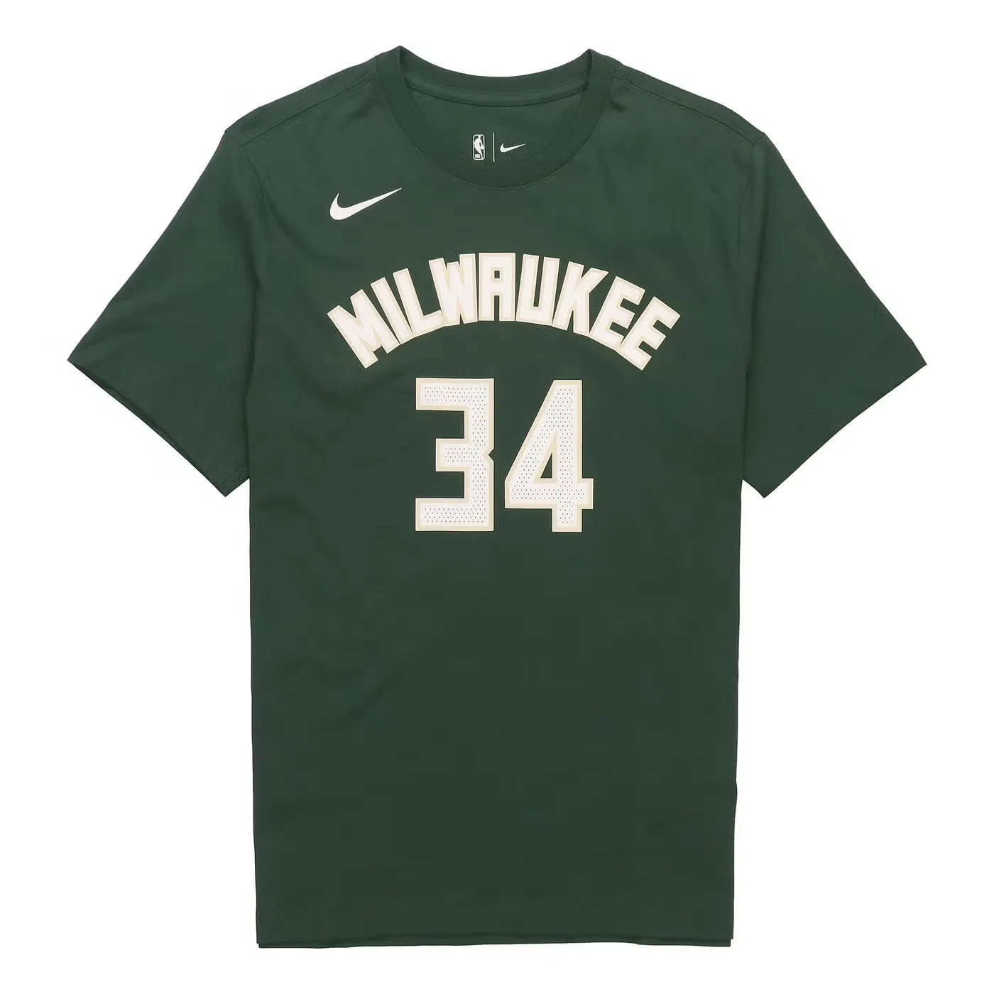 Футболка спортивная с коротким рукавом Milwaukee Bucks No.34 Nike, зеленый