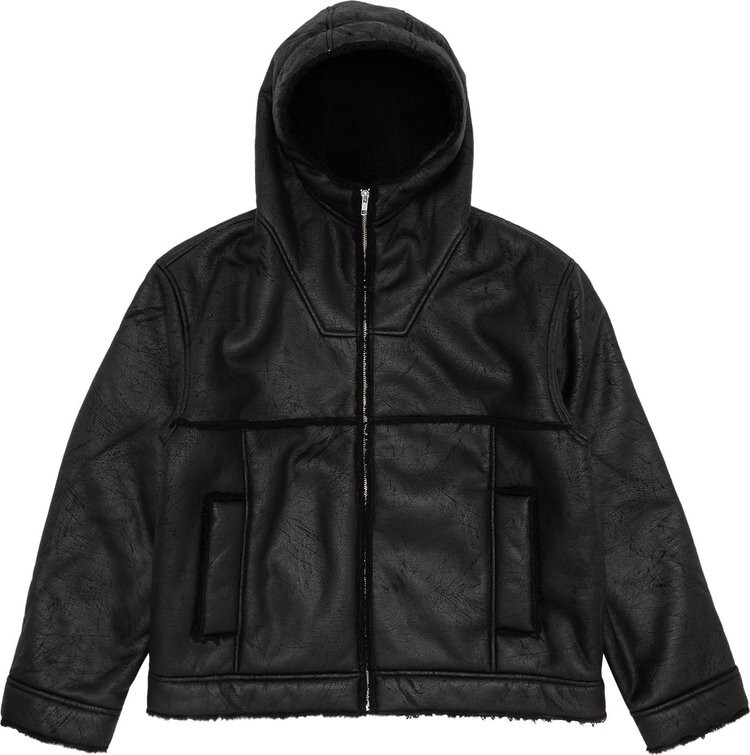 

Куртка Supreme Faux Shearling Hooded Jacket 'Black', черный