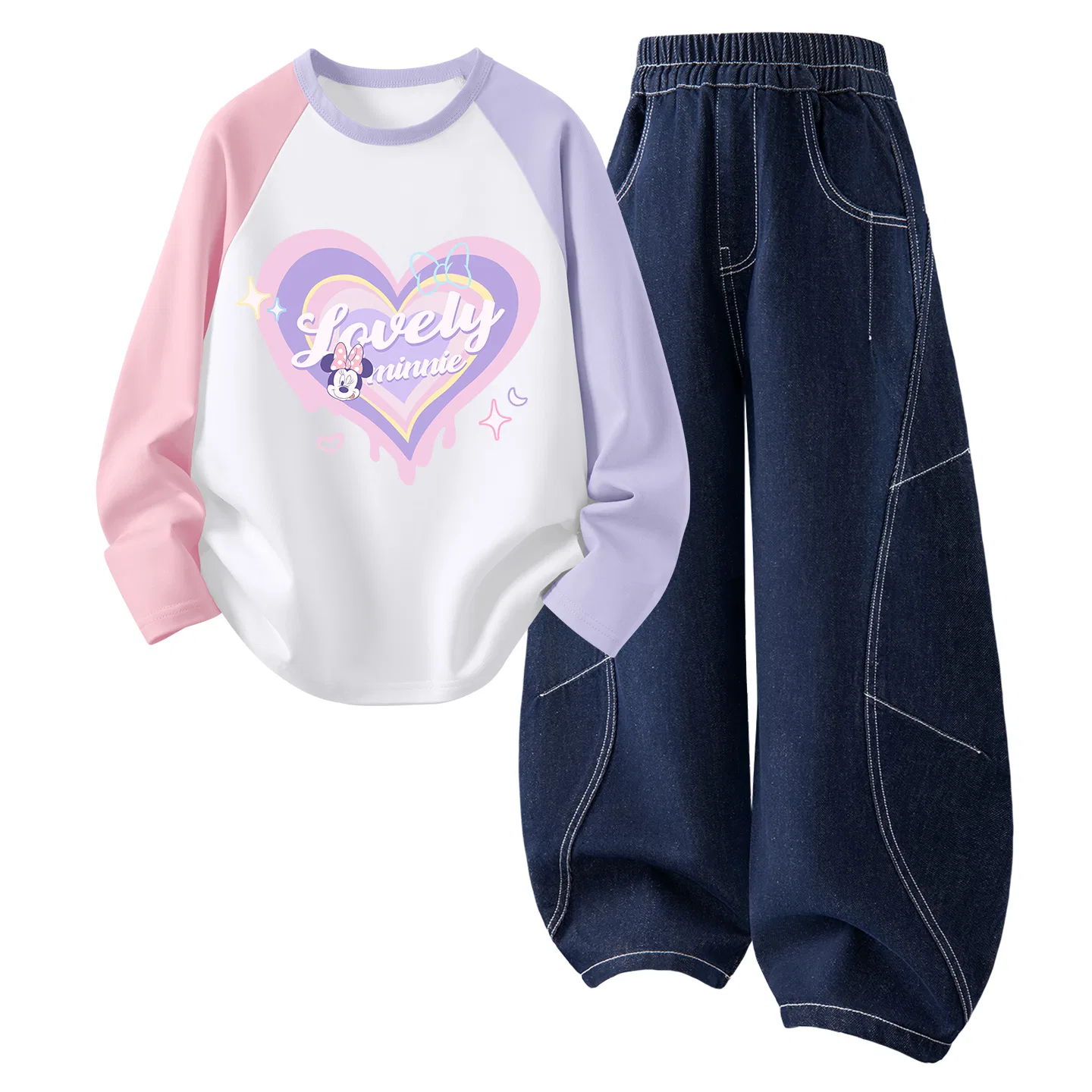 Детский спортивный комплект с принтом Dihuan Xinni, Disney, Pink Purple Denim Dark Blue
