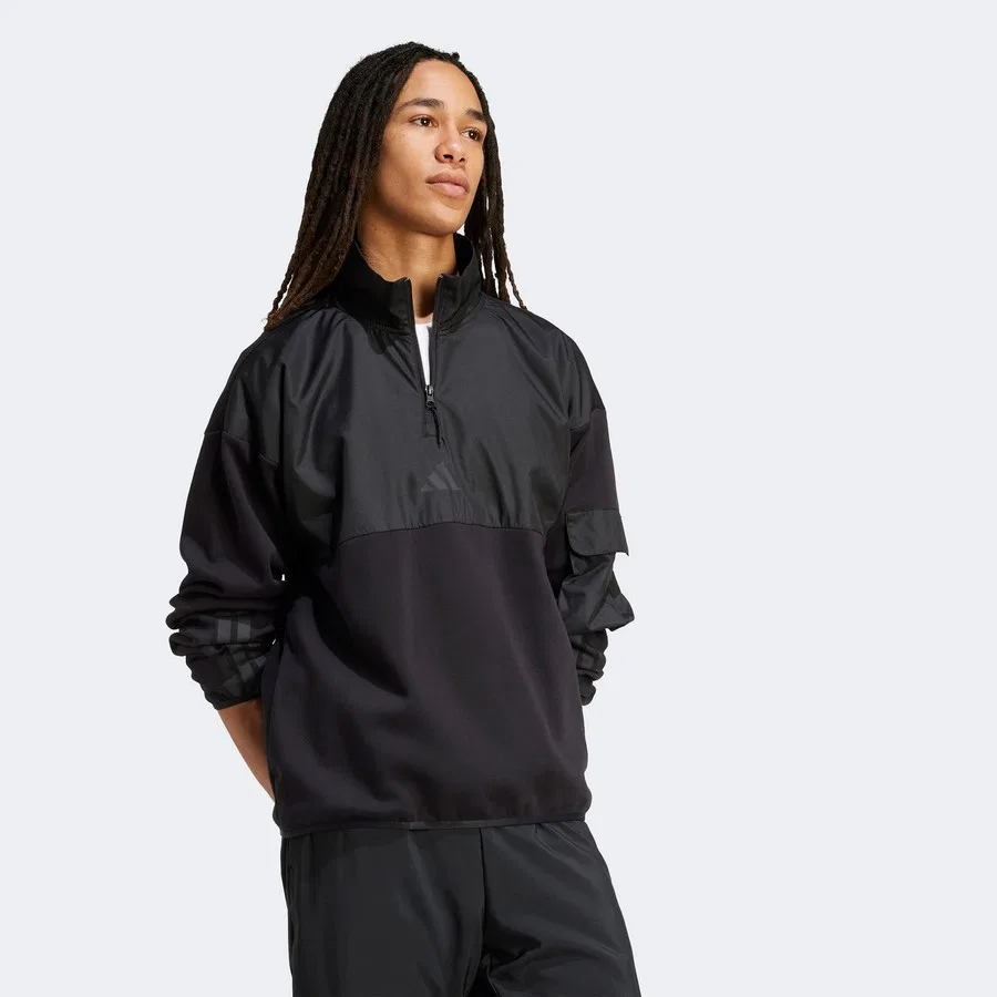 Свитшот мужской с полузастежкой и моделью City Tech Utility Half Zip adidas, Черный — фото 2