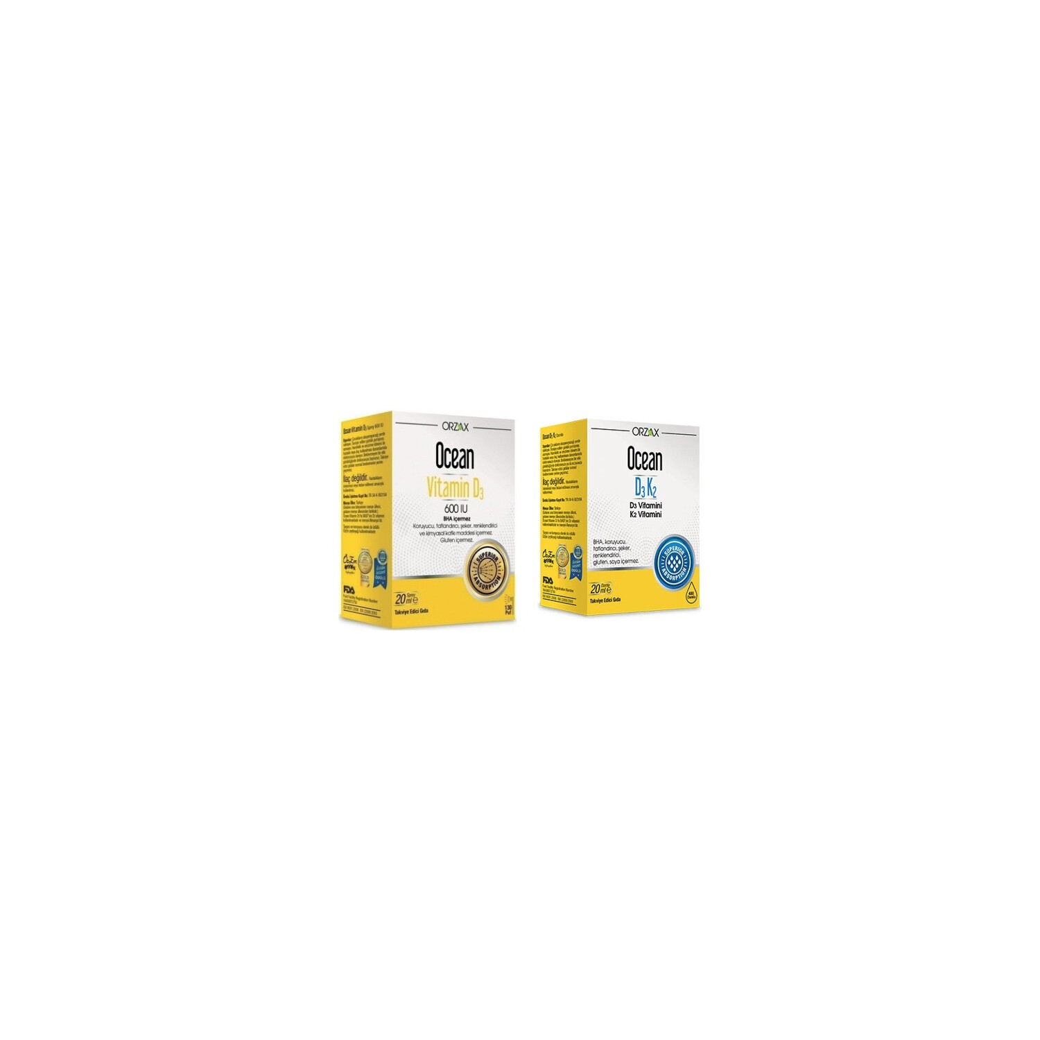 

Витаминный спрей D3 600 Iu + Витаминные капли D3, K2 Ocean, 20 мл