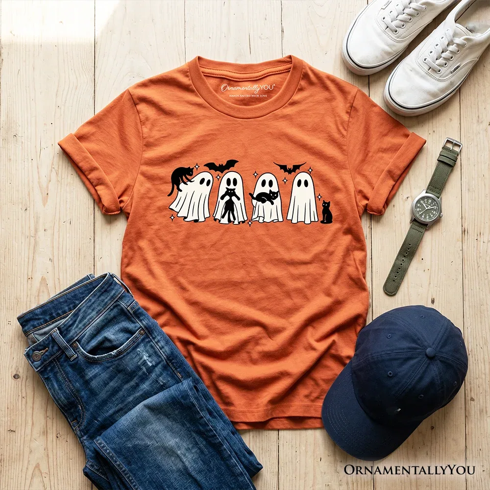 Детская футболка с принтом Spooky Ghosts and Cats OrnamentallyYou, Safety Orange