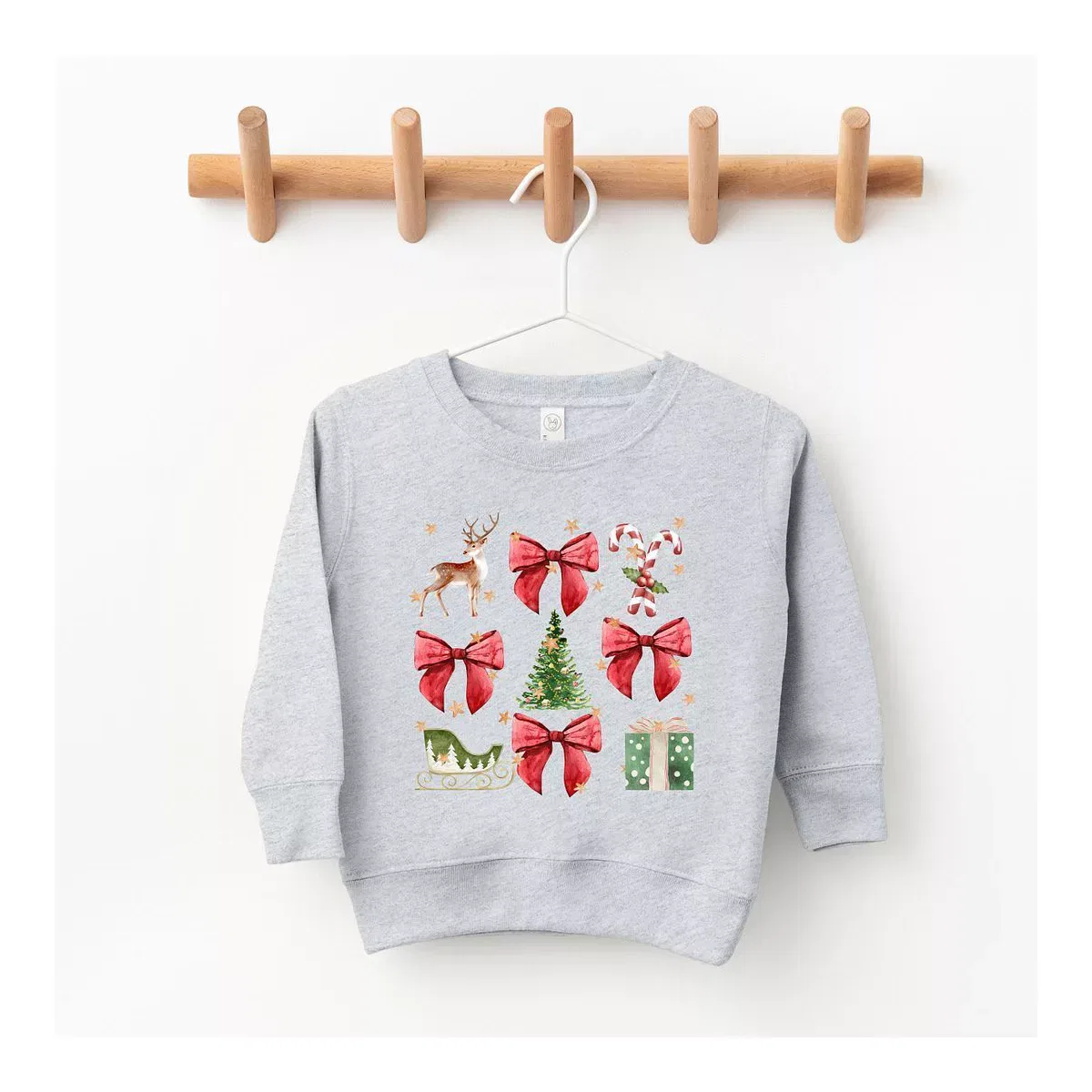 Детский свитшот с принтом Coquette Christmas Collage The Juniper Shop, Heather Grey