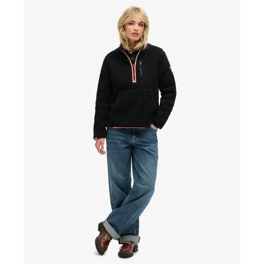 Женская флисовая кофта с полузастежкой Superdry Outdoor, Schwarz — фото 3