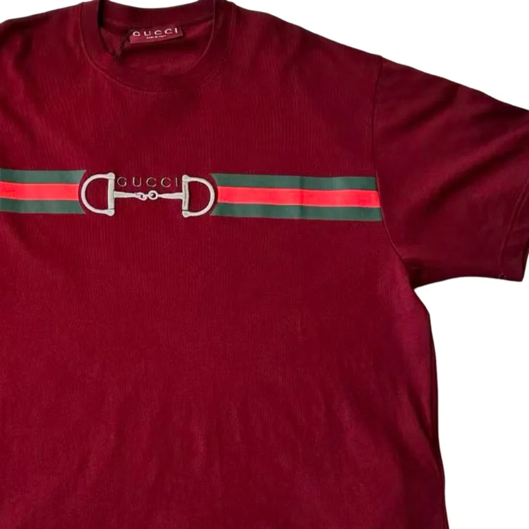 Футболка мужская GUCCI, с круглым вырезом, красная — фото 4