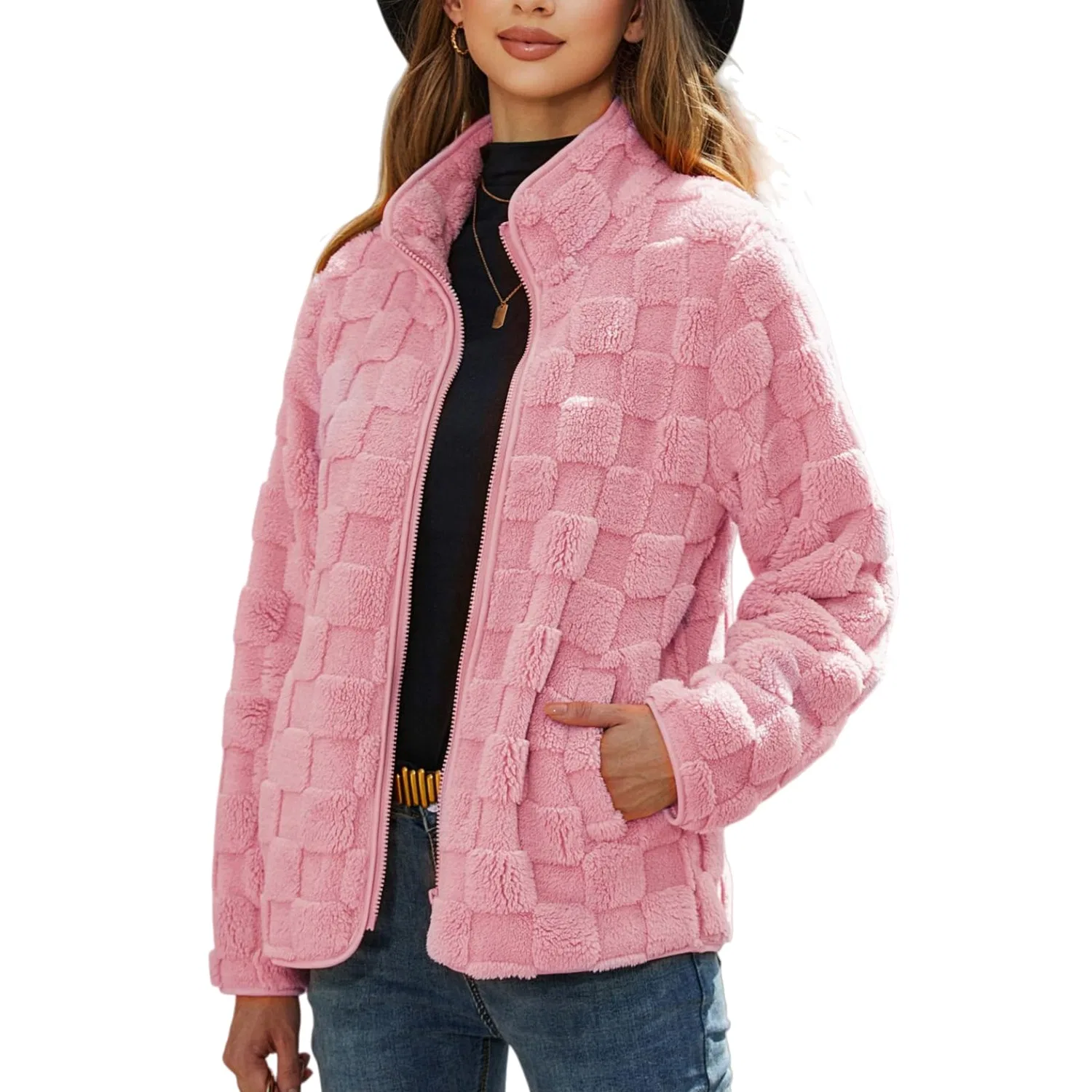 Женское пальто с принтом в клетку с длинным рукавом, rosa