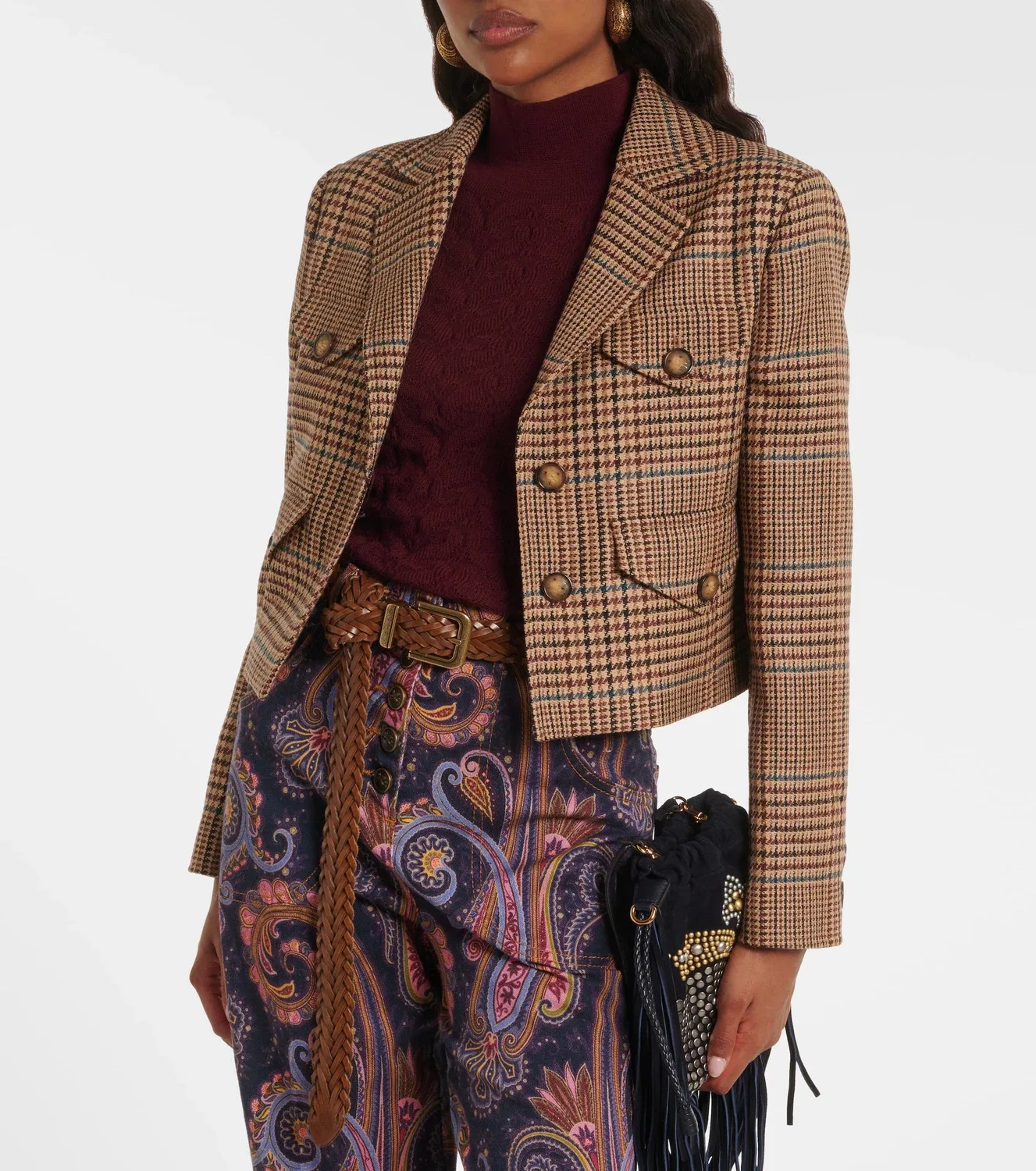 Шерстяной свитер ETRO, бордовый — фото 2
