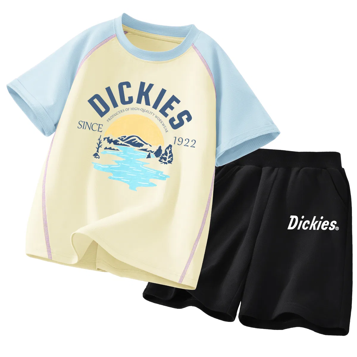 Детский спортивный костюм с круглым вырезом Ice Bear Blue Yellow+S Slim Label K Gray Dickies — фото 4