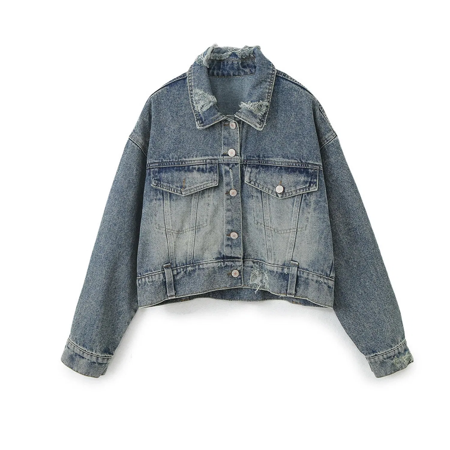 Женская джинсовая куртка с коротким воротником, Denim Jacket