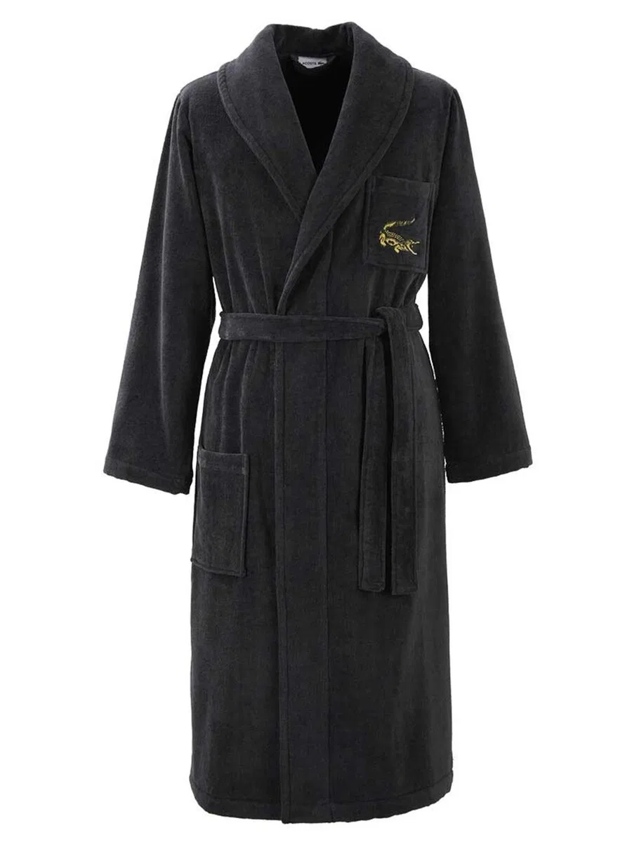 Банный халат LACOSTE LRENE, черный, 100% органический хлопок