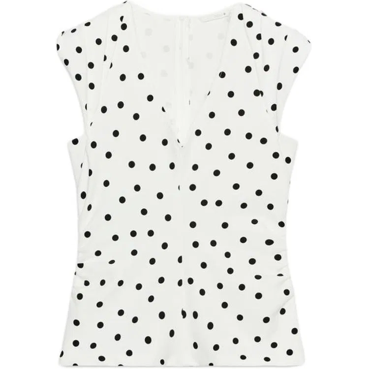 Женская футболка с V-образным вырезом ZARA, Nude/Black