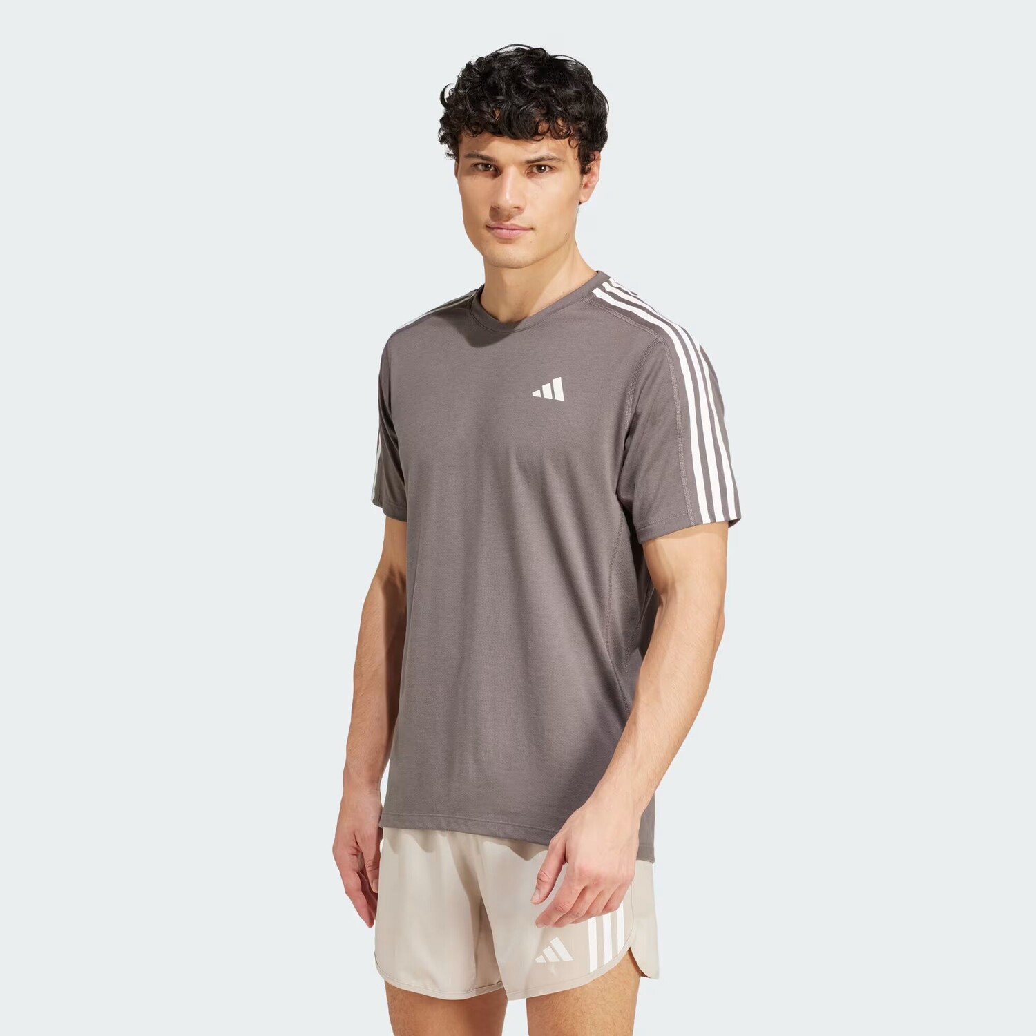 

Футболка Run с 3 полосками Adidas, цвет Charcoal