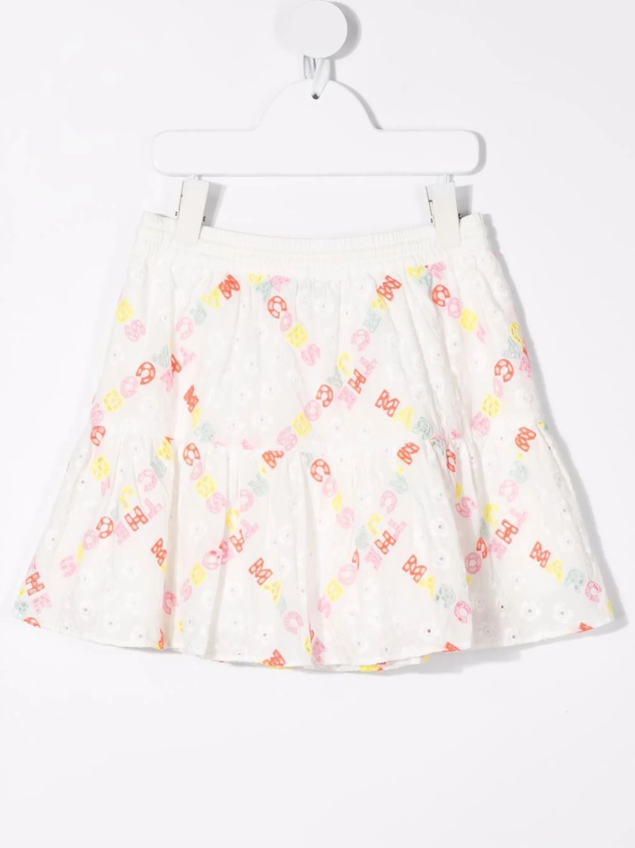 Ярусная мини-юбка с английской вышивкой Marc Jacobs Kids, белый — фото 2