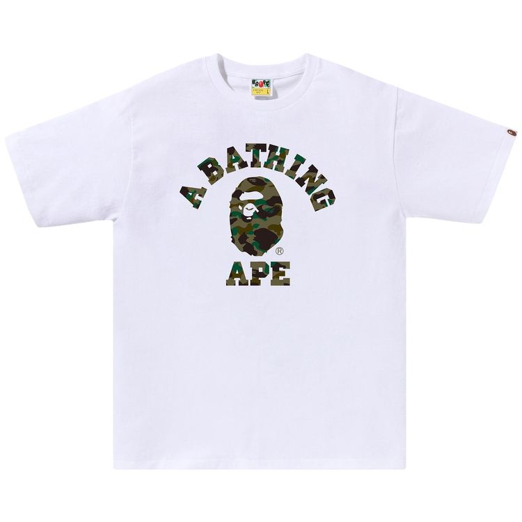 

Футболка BAPE 1st Camo College Tee, бело-зеленая, Зеленый, Футболка BAPE 1st Camo College Tee, бело-зеленая