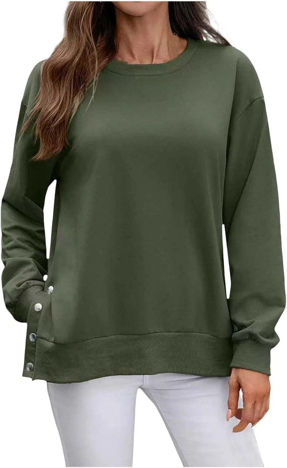 Блуза, повседневная, Women's Sweatshirt, армейский зеленый