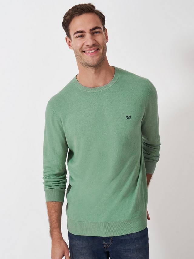 

Хлопковый джемпер с круглым вырезом из смеси льна Crew Clothing, Light Green