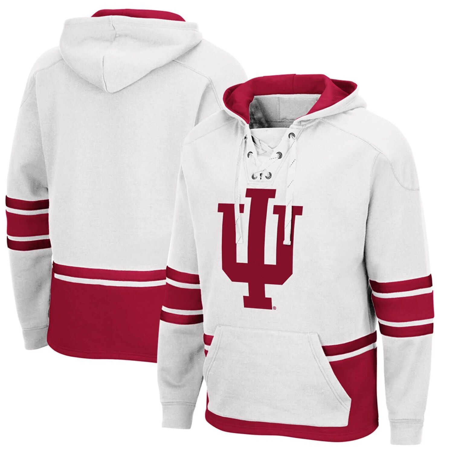 

Мужской белый пуловер с капюшоном Indiana Hoosiers на шнуровке 3.0 Colosseum