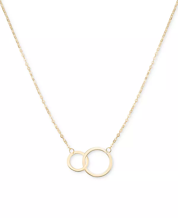 

Ожерелье с подвеской в виде переплетающихся кругов из 10-каратного золота, 16 дюймов + удлинитель 2 дюйма Macy'S, yellow