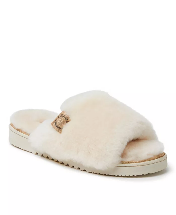 Женские тапочки-слипоны Cairns из натуральной овчины Dearfoams, коричневый/бежевый