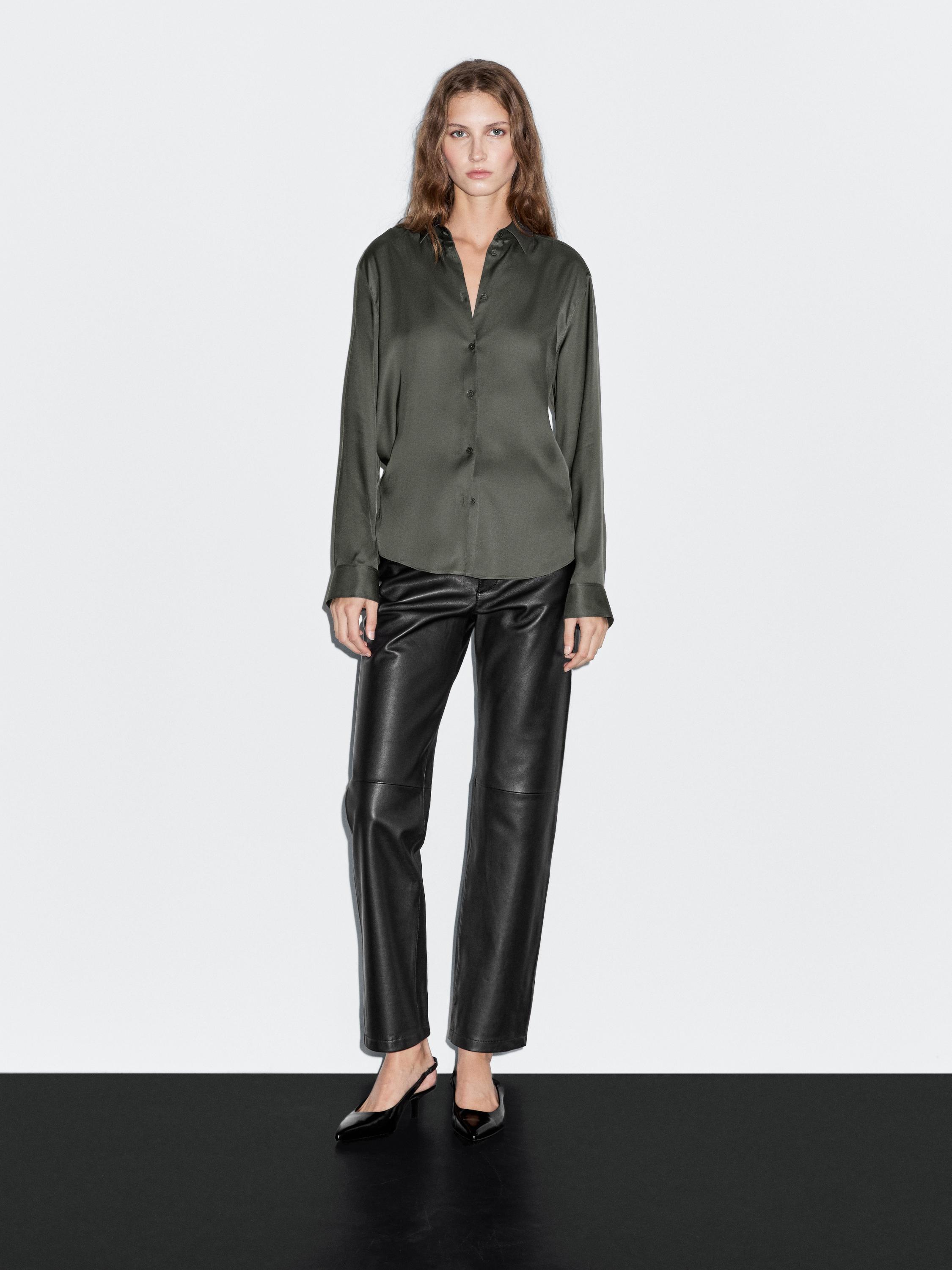 

Струящаяся атласная рубашка Massimo Dutti, Lead