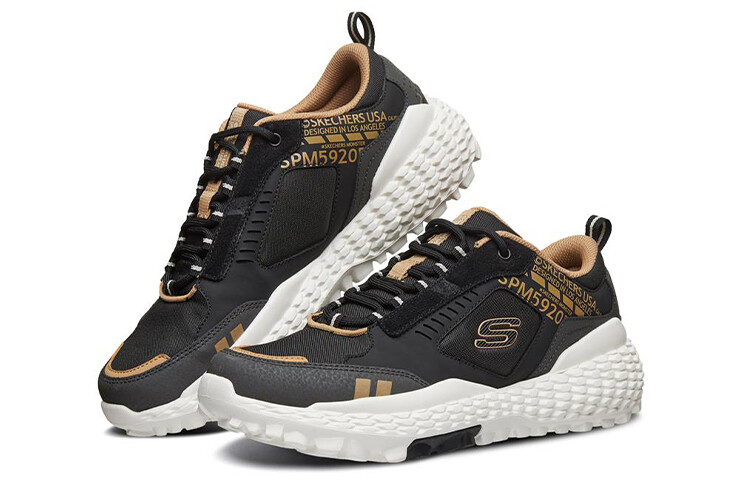 Кроссовки мужские Monster Running Shoes Low-top Black/Gold Skechers — фото 3