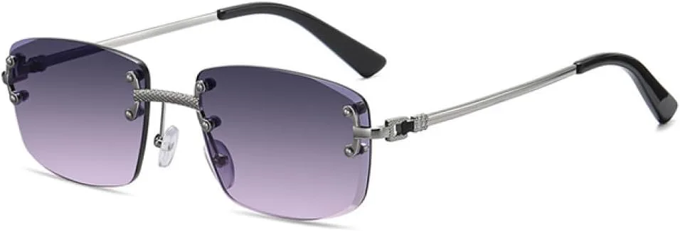 

Солнцезащитные очки с градиентными линзами, металлические, без оправы, квадратные, фиолетовые, женские, прямоугольные, без оправы, мужские WQFFQWK, Silver Graypink