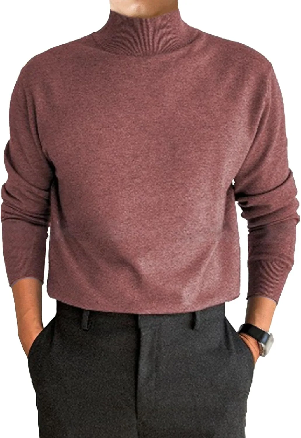 

Мужской водолазный пуловер из шерстяной смеси с длинным рукавом