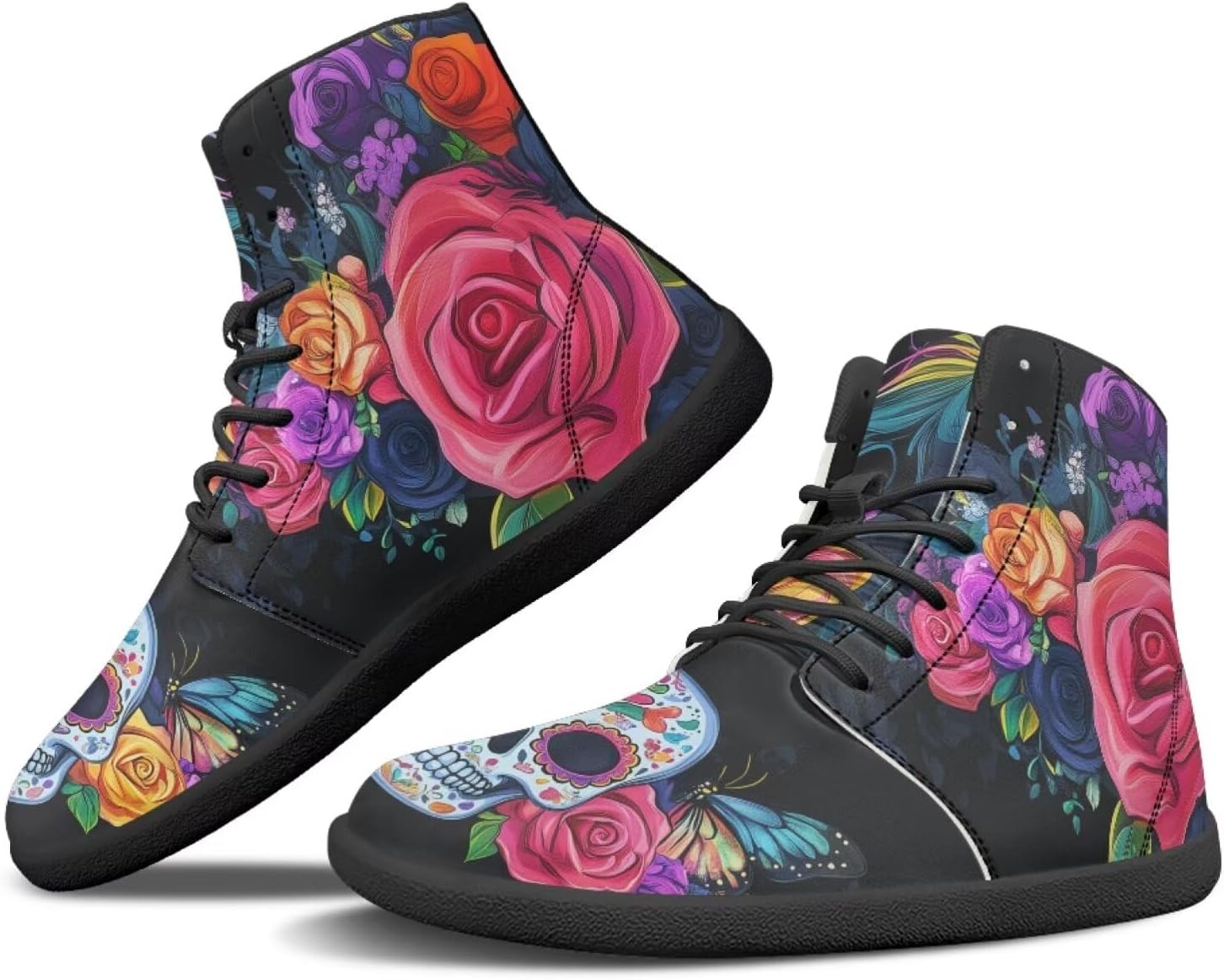 

Мужские минималистичные кроссовки Binienty для ходьбы, Sugar Skull Colourful Flowers