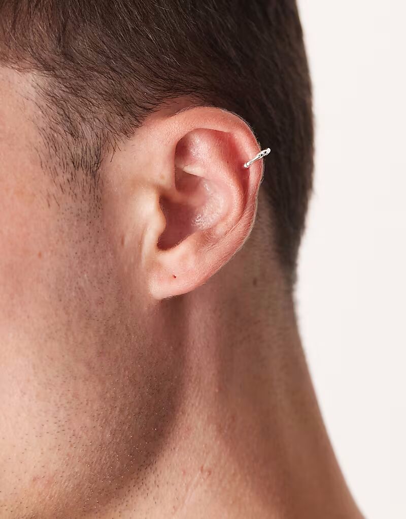 

Серьга-кафф из стерлингового серебра с эффектом расплавленного серебра Asos Design