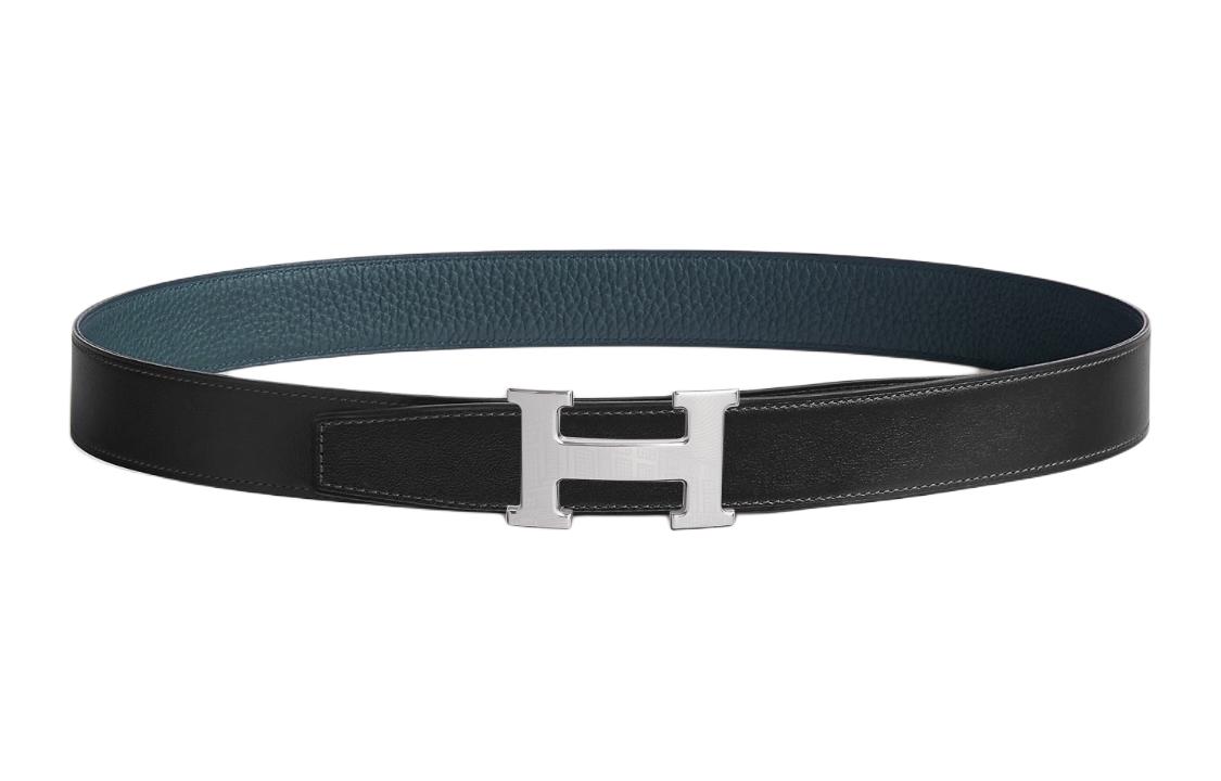 HERMES Женский кожаный ремень из телячьей кожи синий шириной 3 2 см, Blue — фото 3