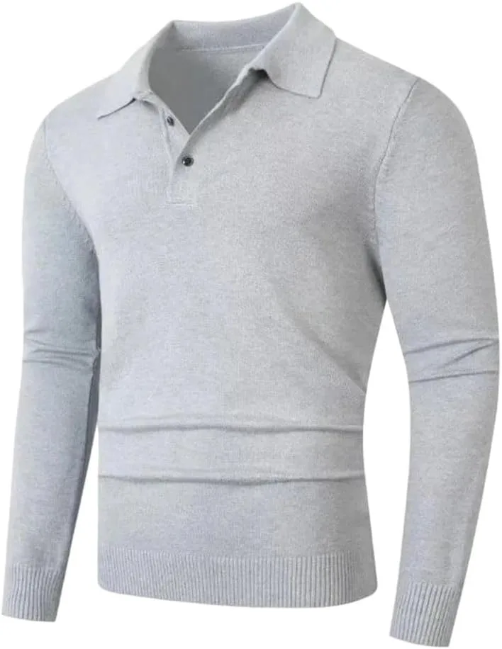 

Свитер мужской пуловер с лацканом и пуговицами