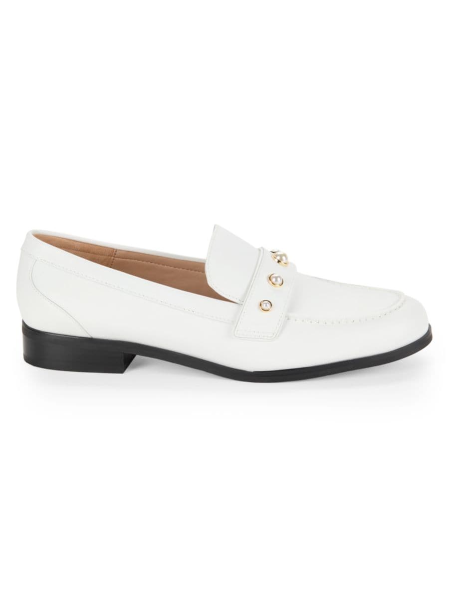 Пенни-лоферы Owen из кожи с имитацией жемчуга Stuart Weitzman, белый
