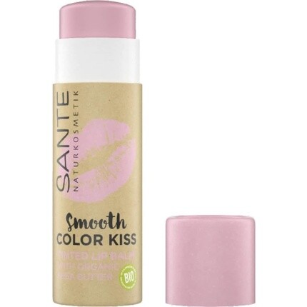 Sante Naturkosmetik Smooth Color Kiss Тональный бальзам для губ с органическим маслом ши 04 Мягкая роза 7г — фото 2