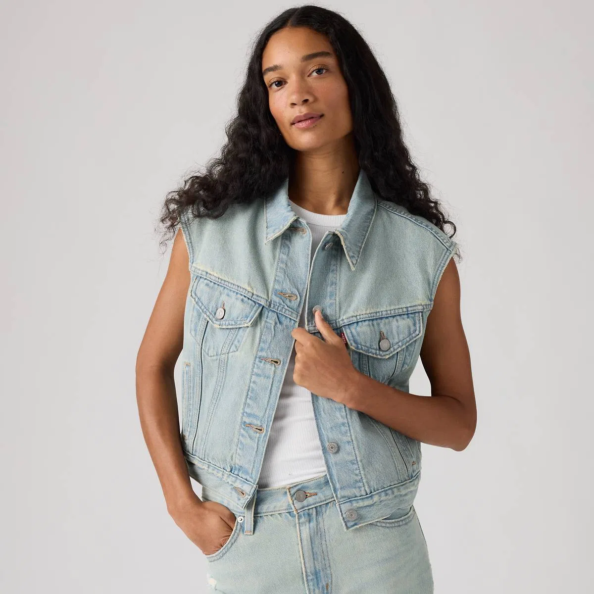 Укороченный жилет дальнобойщика 90-х Levi's, Que Pasa Trucker - Medium Wash