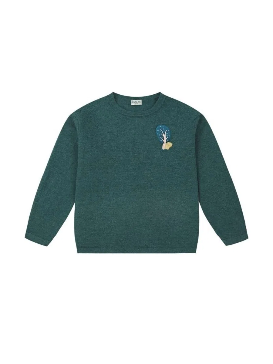 Свитер SAILING Kinder Strickpullover «SL-Forest» Grun - weich, atmungsaktiv & pflegleicht, Rundhals темно-зеленого цвета