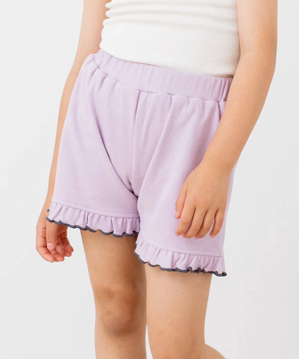 Детские шорты с рюшами из рибаны, модель с мелодией, chil2, Lavender