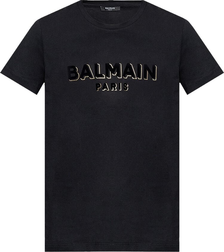 

Футболка Balmain Flock And Foil T-Shirt 'Black/Silver', черный